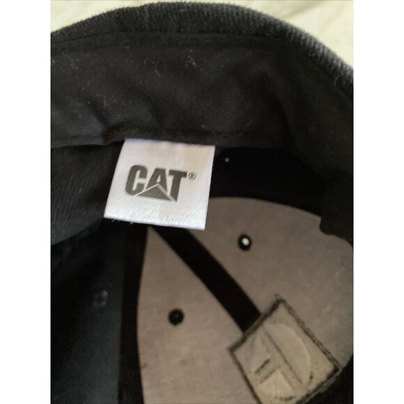 CAT Caterpillar Graphic Logo Black Baseball Hat Cap Yellow Trim Adjustable - Picture 7 of 9